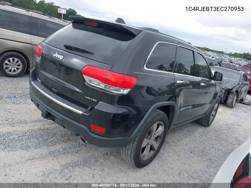 2014 Jeep Grand Cherokee Limited VIN: 1C4RJEBT3EC270953 Lot: 40358774