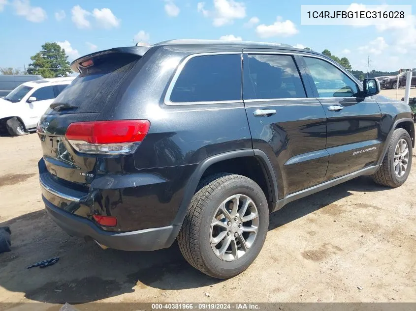 2014 Jeep Grand Cherokee Limited VIN: 1C4RJFBG1EC316028 Lot: 40381966