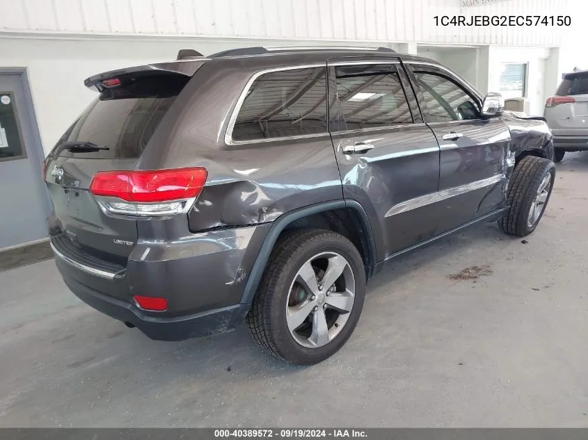 2014 Jeep Grand Cherokee Limited VIN: 1C4RJEBG2EC574150 Lot: 40389572