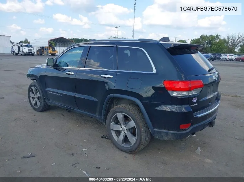 2014 Jeep Grand Cherokee Limited VIN: 1C4RJFBG7EC578670 Lot: 40403289