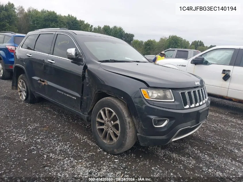 2014 Jeep Grand Cherokee Limited VIN: 1C4RJFBG3EC140194 Lot: 40420303