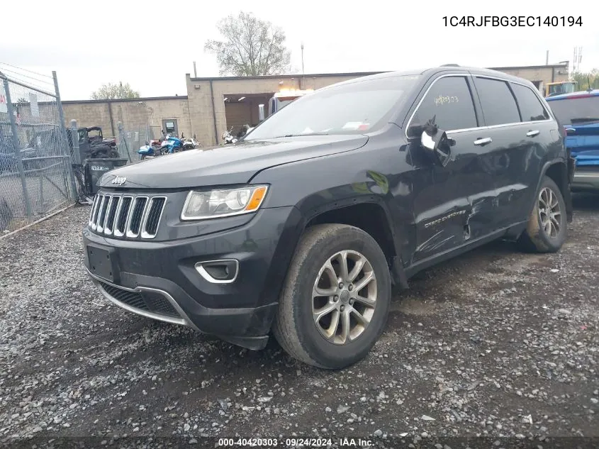 2014 Jeep Grand Cherokee Limited VIN: 1C4RJFBG3EC140194 Lot: 40420303