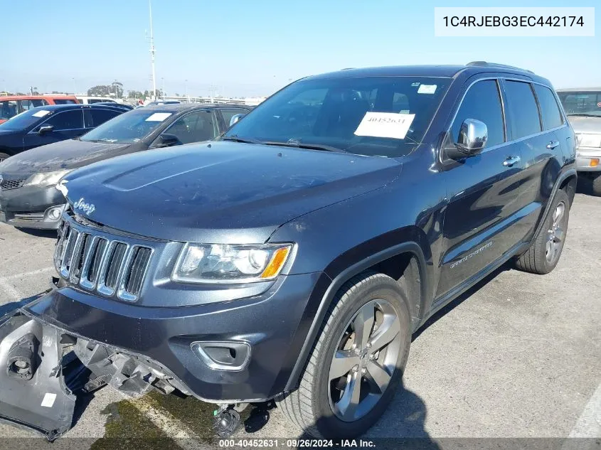 2014 Jeep Grand Cherokee Limited VIN: 1C4RJEBG3EC442174 Lot: 40452631