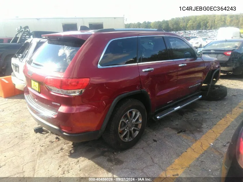 2014 Jeep Grand Cherokee Limited VIN: 1C4RJEBG0EC364243 Lot: 40456026