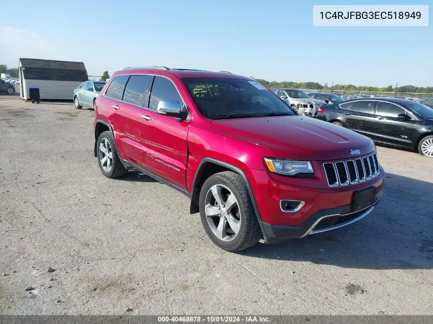 2014 Jeep Grand Cherokee Limited VIN: 1C4RJFBG3EC518949 Lot: 40468878