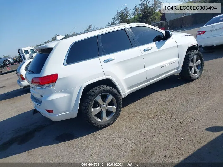 2014 Jeep Grand Cherokee Overland VIN: 1C4RJECG8EC303494 Lot: 40473340