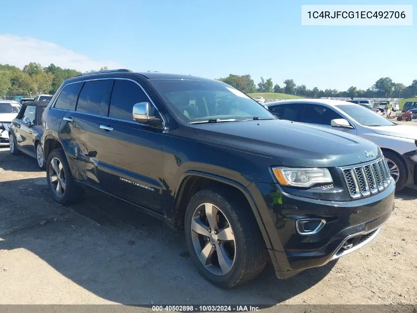 2014 Jeep Grand Cherokee Overland VIN: 1C4RJFCG1EC492706 Lot: 40502898