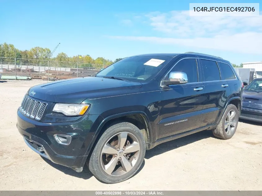 2014 Jeep Grand Cherokee Overland VIN: 1C4RJFCG1EC492706 Lot: 40502898