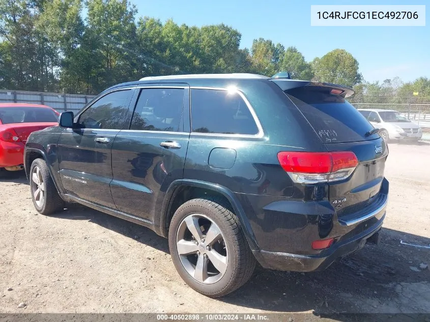 2014 Jeep Grand Cherokee Overland VIN: 1C4RJFCG1EC492706 Lot: 40502898