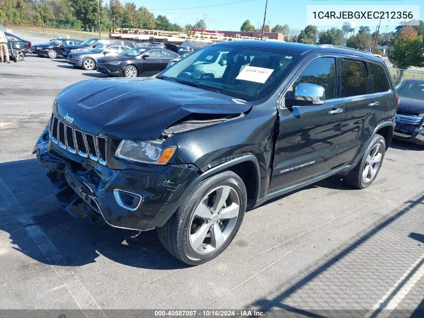 2014 Jeep Grand Cherokee Limited VIN: 1C4RJEBGXEC212356 Lot: 40587087