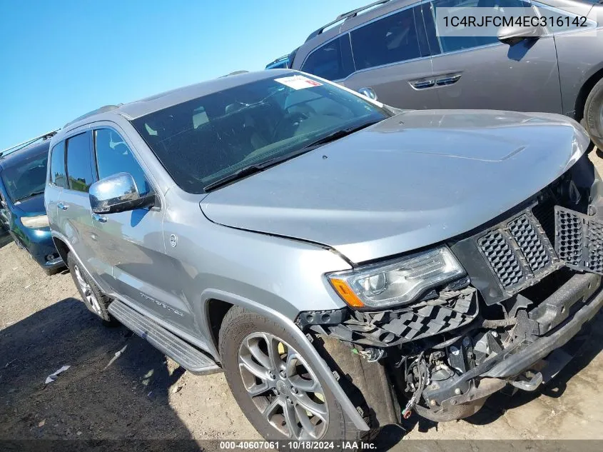 2014 Jeep Grand Cherokee Overland VIN: 1C4RJFCM4EC316142 Lot: 40607061