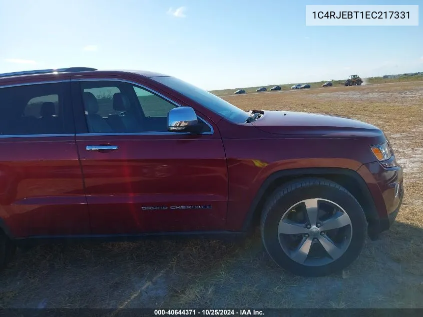 2014 Jeep Grand Cherokee Limited VIN: 1C4RJEBT1EC217331 Lot: 40644371