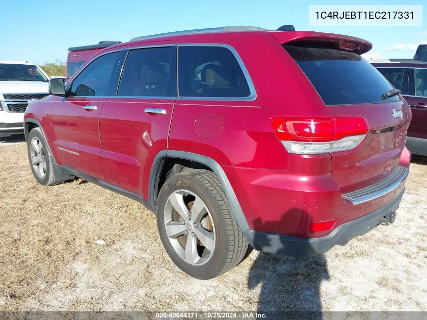 2014 Jeep Grand Cherokee Limited VIN: 1C4RJEBT1EC217331 Lot: 40644371