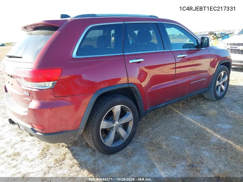 2014 Jeep Grand Cherokee Limited VIN: 1C4RJEBT1EC217331 Lot: 40644371