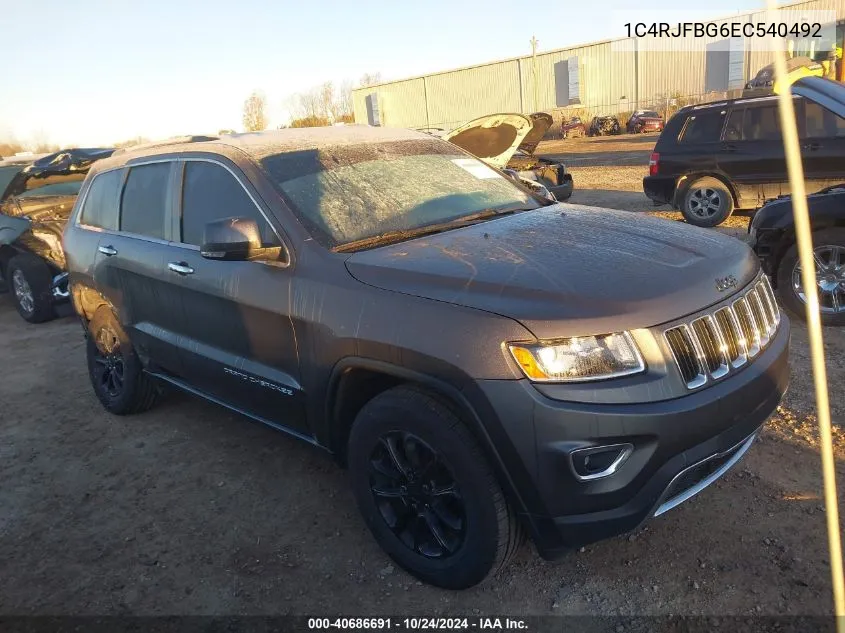 2014 Jeep Grand Cherokee Limited VIN: 1C4RJFBG6EC540492 Lot: 40686691