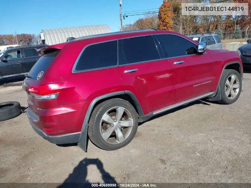 2014 Jeep Grand Cherokee Limited VIN: 1C4RJEBG1EC144819 Lot: 40689998