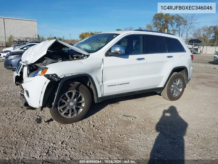 2014 Jeep Grand Cherokee Limited VIN: 1C4RJFBGXEC346046 Lot: 40694044