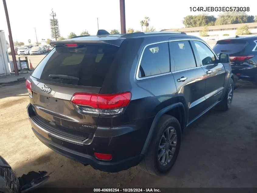 2014 Jeep Grand Cherokee Limited VIN: 1C4RJEBG3EC573038 Lot: 40695254