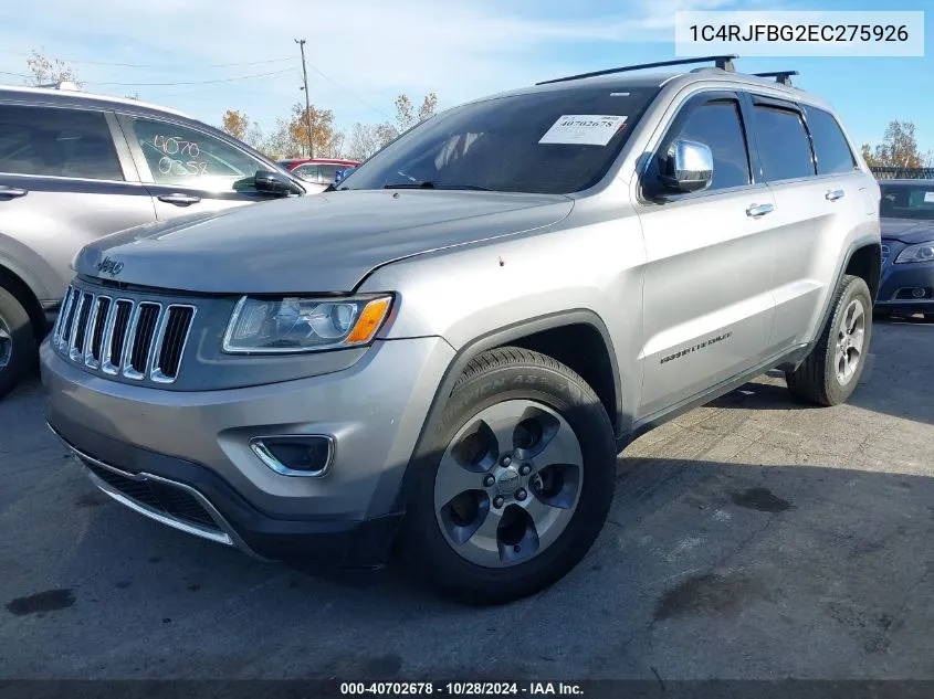 2014 Jeep Grand Cherokee Limited VIN: 1C4RJFBG2EC275926 Lot: 40702678