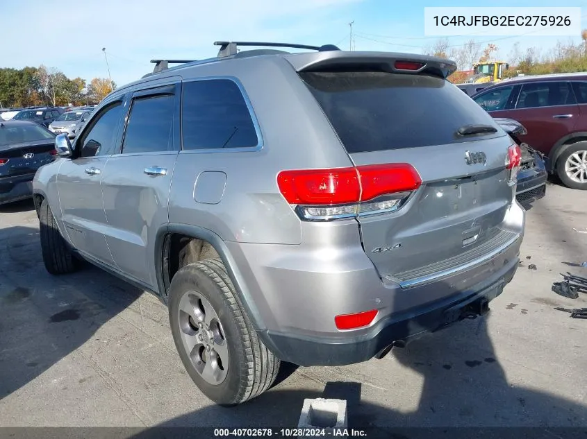 2014 Jeep Grand Cherokee Limited VIN: 1C4RJFBG2EC275926 Lot: 40702678