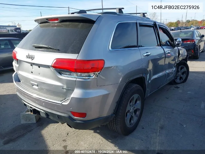 2014 Jeep Grand Cherokee Limited VIN: 1C4RJFBG2EC275926 Lot: 40702678