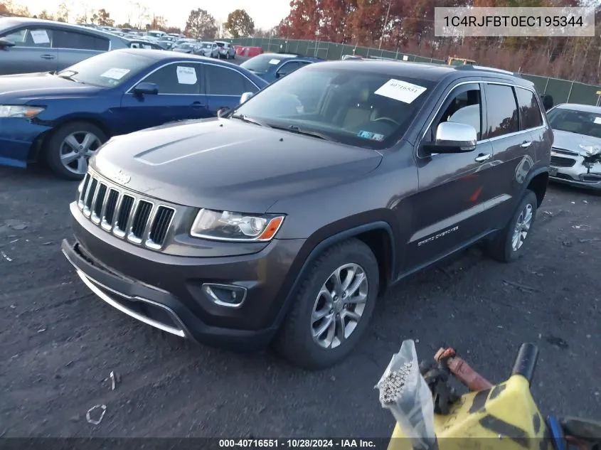 2014 Jeep Grand Cherokee Limited VIN: 1C4RJFBT0EC195344 Lot: 40716551