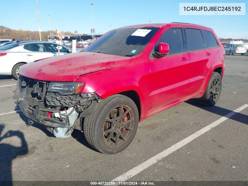 2014 Jeep Grand Cherokee Srt8 VIN: 1C4RJFDJ8EC245192 Lot: 40722258