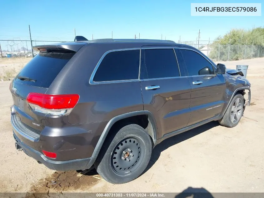 2014 Jeep Grand Cherokee Limited VIN: 1C4RJFBG3EC579086 Lot: 40731303