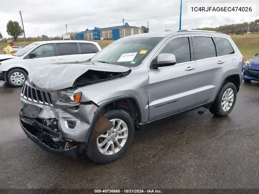 2014 Jeep Grand Cherokee Laredo VIN: 1C4RJFAG6EC474026 Lot: 40736660