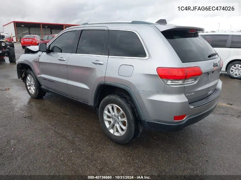 2014 Jeep Grand Cherokee Laredo VIN: 1C4RJFAG6EC474026 Lot: 40736660