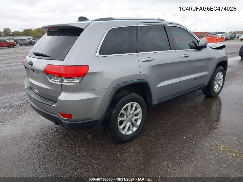 2014 Jeep Grand Cherokee Laredo VIN: 1C4RJFAG6EC474026 Lot: 40736660