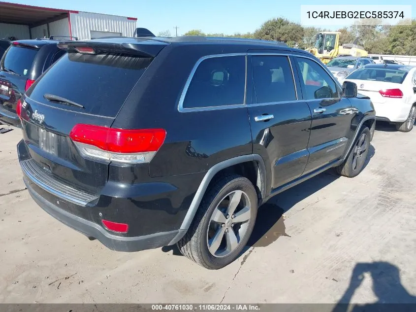 2014 Jeep Grand Cherokee Limited VIN: 1C4RJEBG2EC585374 Lot: 40761030