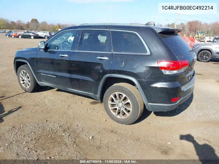 2014 Jeep Grand Cherokee Limited VIN: 1C4RJFBG0EC492214 Lot: 40780415