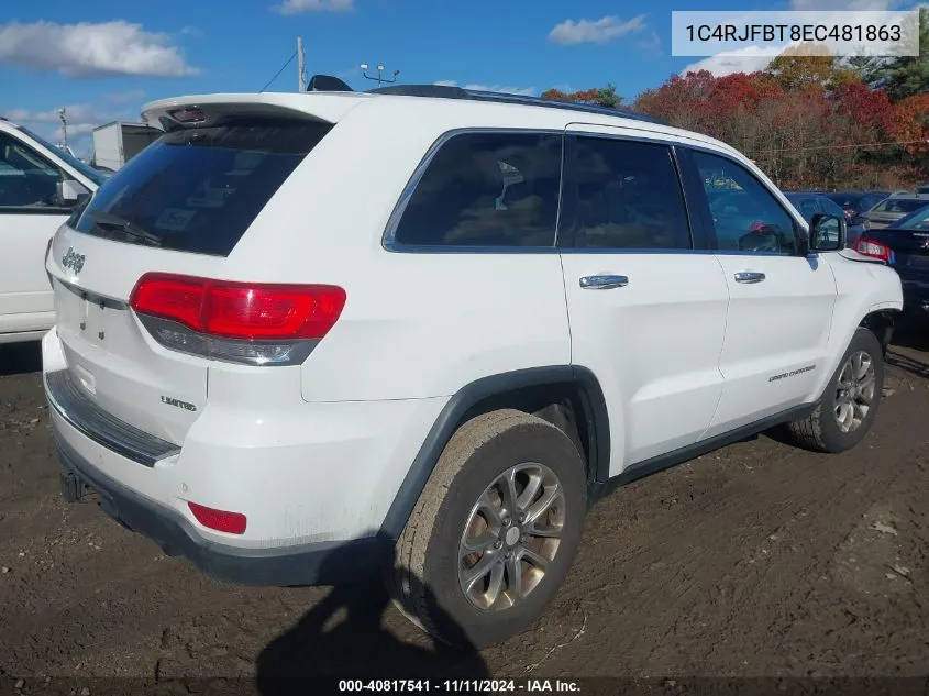 2014 Jeep Grand Cherokee Limited VIN: 1C4RJFBT8EC481863 Lot: 40817541