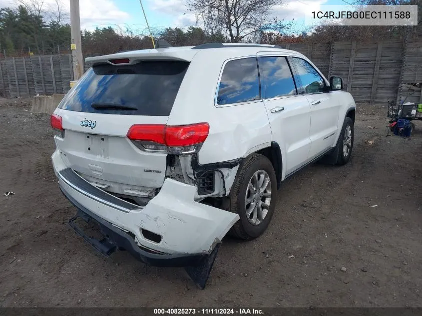 2014 Jeep Grand Cherokee Limited VIN: 1C4RJFBG0EC111588 Lot: 40825273