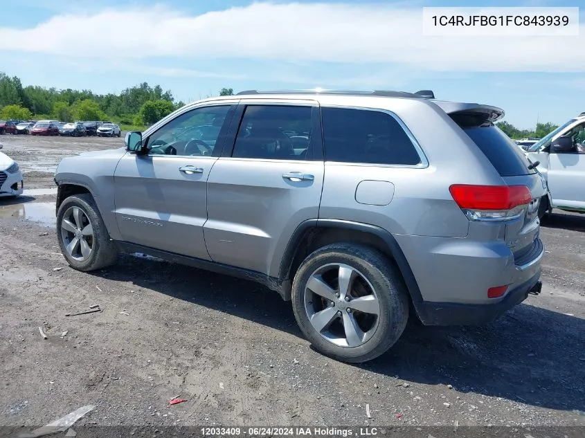 2015 Jeep Grand Cherokee Limited VIN: 1C4RJFBG1FC843939 Lot: 12033409