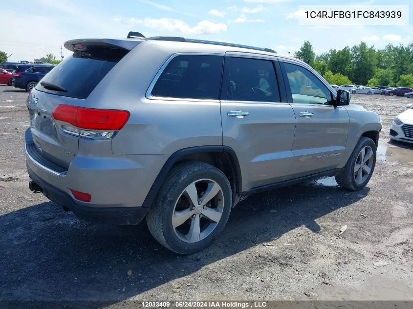 2015 Jeep Grand Cherokee Limited VIN: 1C4RJFBG1FC843939 Lot: 12033409