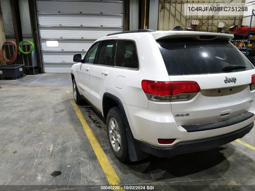 2015 Jeep Grand Cherokee Laredo VIN: 1C4RJFAG8FC751258 Lot: 30040220