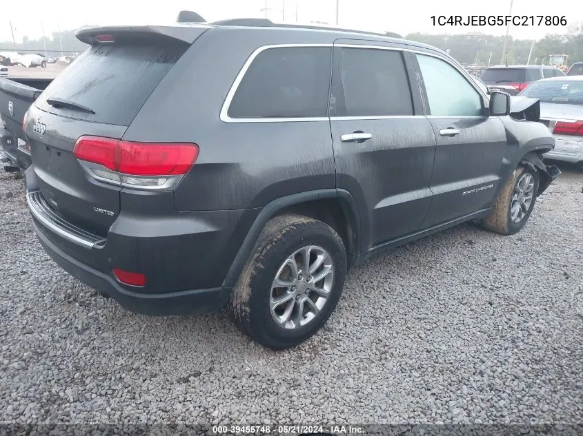 2015 Jeep Grand Cherokee Limited VIN: 1C4RJEBG5FC217806 Lot: 39455748