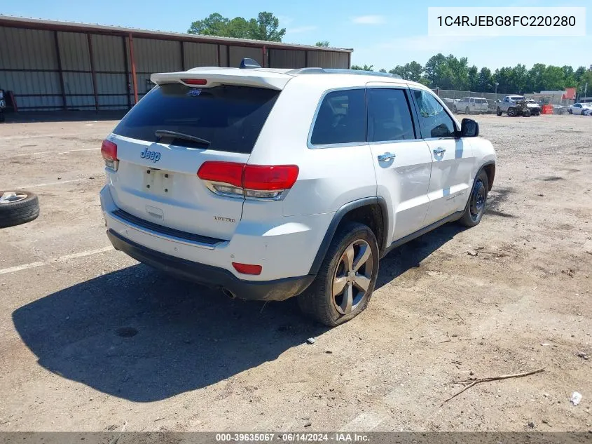 2015 Jeep Grand Cherokee Limited VIN: 1C4RJEBG8FC220280 Lot: 39635067