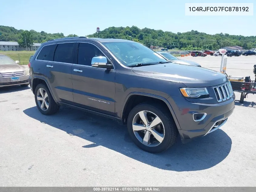 2015 Jeep Grand Cherokee Overland VIN: 1C4RJFCG7FC878192 Lot: 39782114