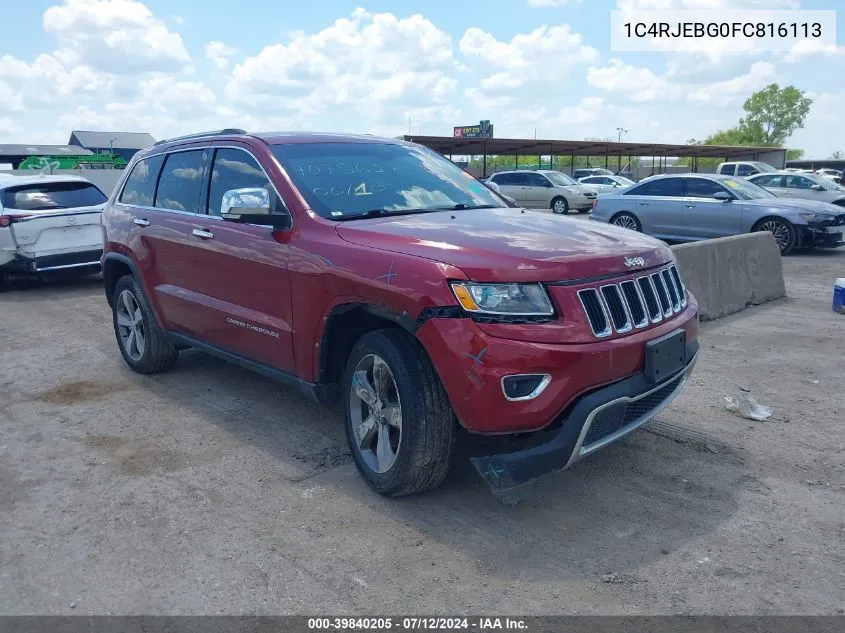 2015 Jeep Grand Cherokee Limited VIN: 1C4RJEBG0FC816113 Lot: 39840205