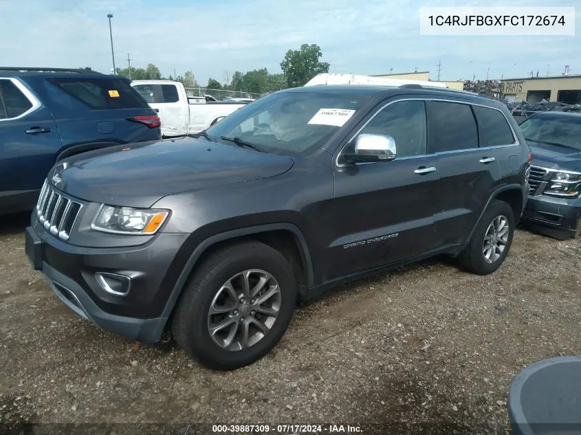 2015 Jeep Grand Cherokee Limited VIN: 1C4RJFBGXFC172674 Lot: 39887309