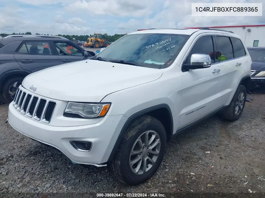 2015 Jeep Grand Cherokee Limited VIN: 1C4RJFBGXFC889365 Lot: 39892647