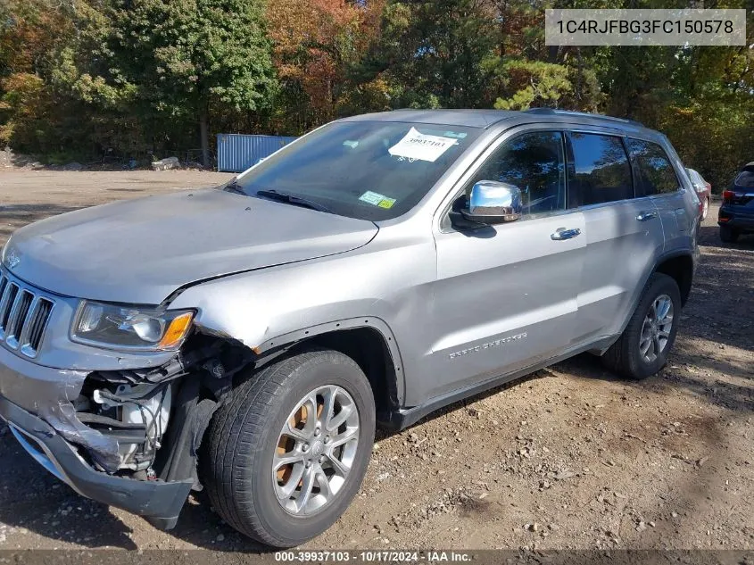 2015 Jeep Grand Cherokee Limited VIN: 1C4RJFBG3FC150578 Lot: 39937103