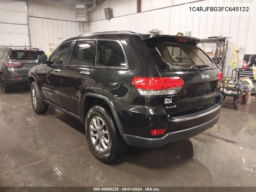 2015 Jeep Grand Cherokee Limited VIN: 1C4RJFBG3FC645122 Lot: 40008225