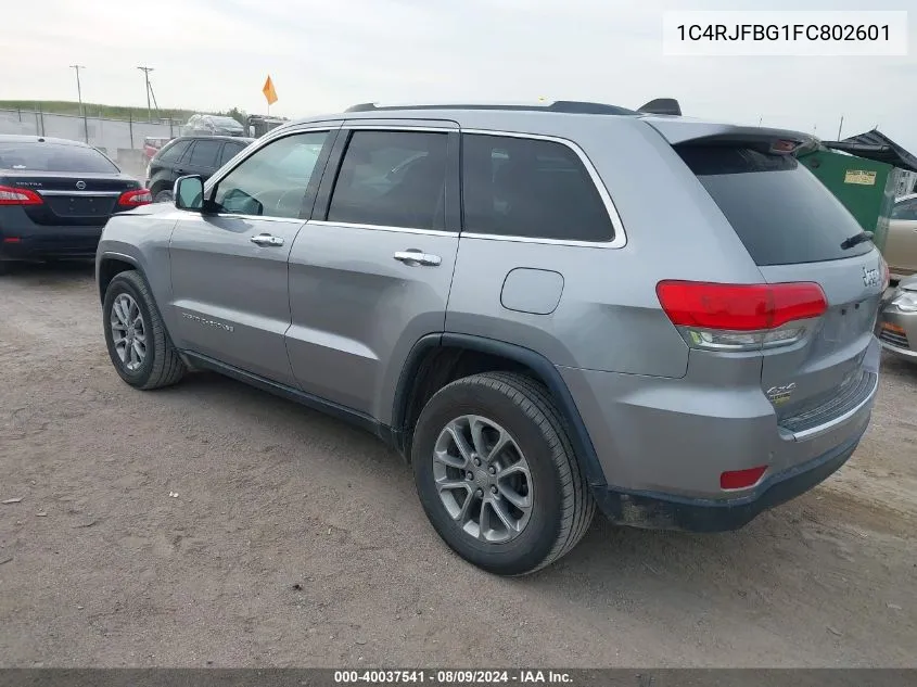 2015 Jeep Grand Cherokee Limited VIN: 1C4RJFBG1FC802601 Lot: 40037541