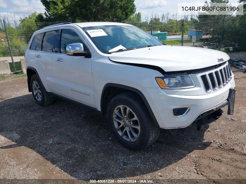 2015 Jeep Grand Cherokee Limited VIN: 1C4RJFBG0FC881906 Lot: 40051228