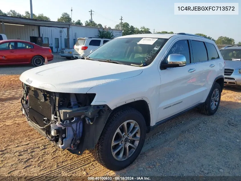 2015 Jeep Grand Cherokee Limited VIN: 1C4RJEBGXFC713572 Lot: 40100633