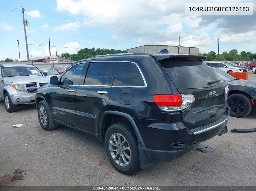 2015 Jeep Grand Cherokee Limited VIN: 1C4RJEBG0FC126183 Lot: 40120641